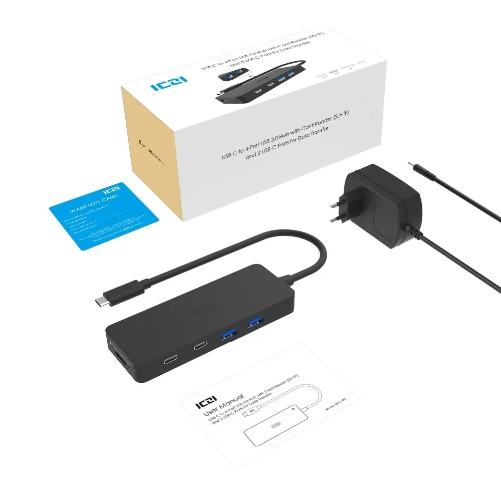 ICZI 8 в 1 USB C концентратор type C до 4 USB 3,0 портов+ кардридер(SD+ TF)+ 2 USB C порт для передачи данных для Macbook Pro huawei Matebook X