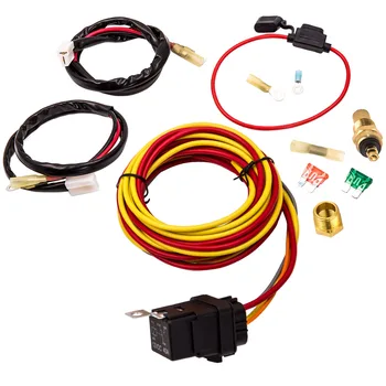 

Dual Electric Cooling Fan Wiring Harness Thermostat 40 amp Sensor Relay Kit