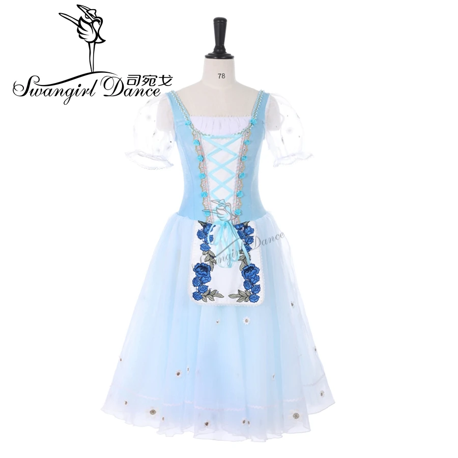 adult blue coppelia professional romantic ballet dress for women giselle ballet stage costume dress BT9239B