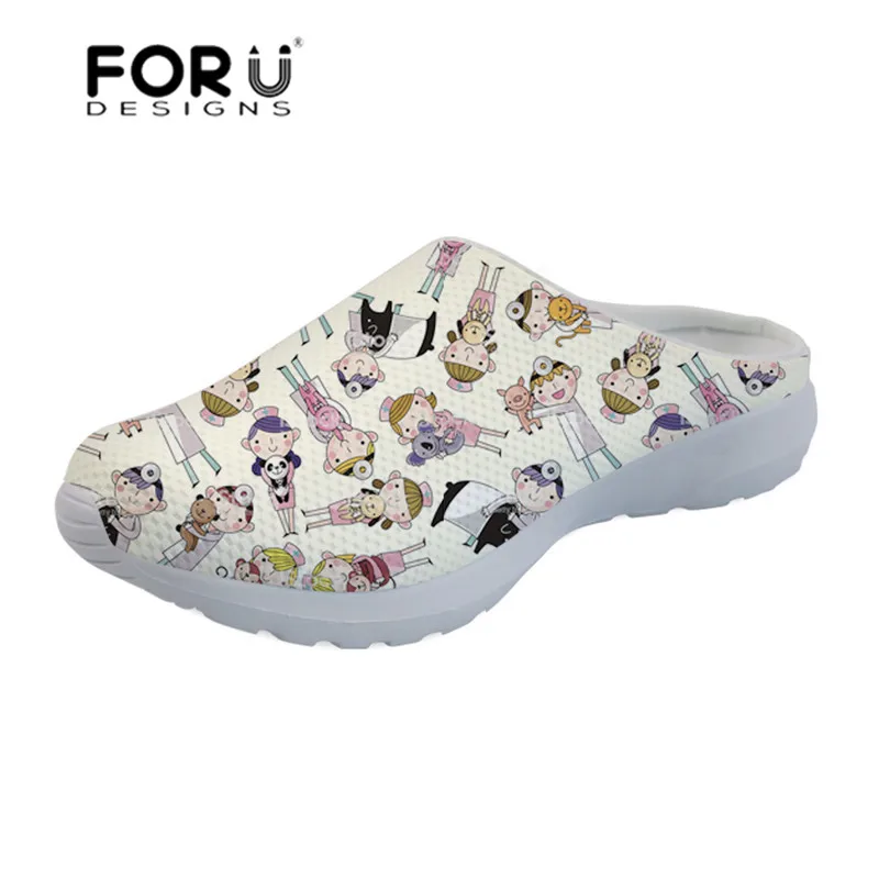 FORUDESIGNS Cartoon Nurse Pattern Sandals Women Slipper Female Summer Shoes for Ladies Sandalias Mujer Women's Flats Mesh - Цвет: YQ1319CA