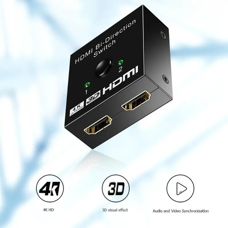Прочный мини HDMI сплиттер износостойкий HW-201Q двухнаправленный мини HDMI сплиттер 1x2/2x1 адаптер 4K видео аудио коммутатор