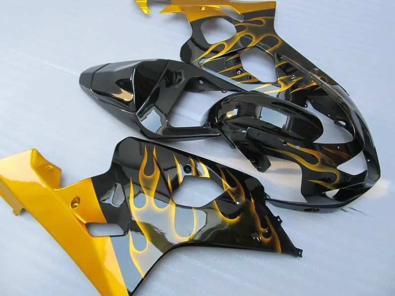 Набор обтекателей мотоцикла для GSXR600 750 K4 04 05 GSXR 600 GSXR750 2004 2005 Golden flames black Обтекатели