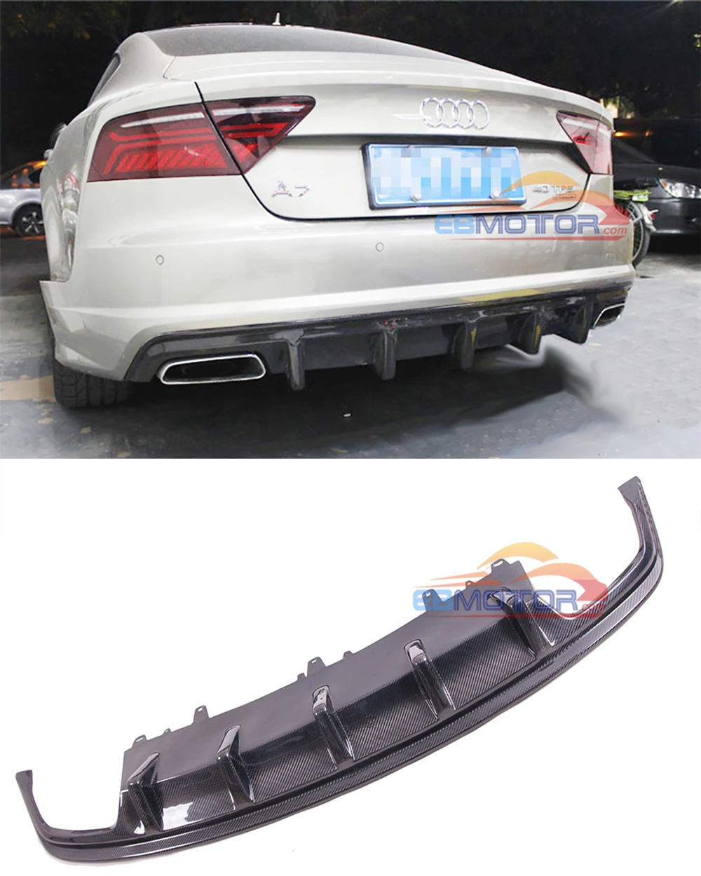 ebmotor-com MTM Real Carbon Fiber Rear Diffuser Lip For Audi A7 Standard 2016UP  