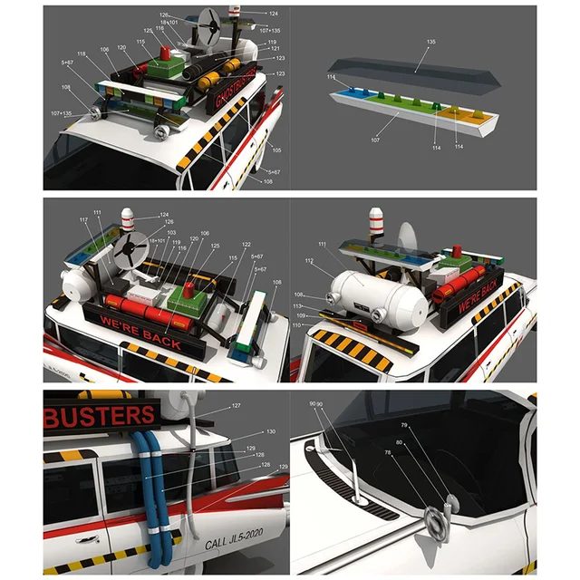 Ghostbusters Car Ecto-1A 1:20 Origami Art, Need to be Handmade, 3D Paper Model Papercraft DIY Teens Adult Craft Toys ZX-016 4