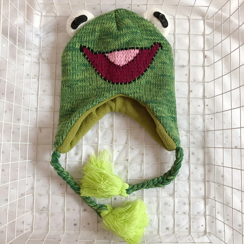 The Muppets show Kermit лягушка плюшевая вязаная шапка костюм для косплея на Хеллоуин шляпа на Хэллоуин