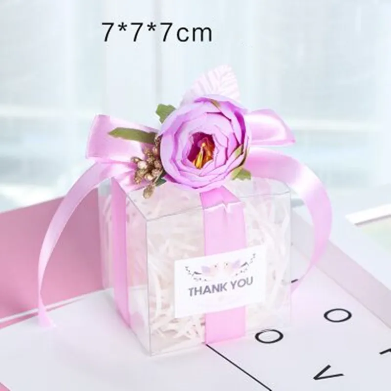 7x7x7 см/8x8x8 см DIY новинка 10 шт. розовый цветной цветок Свадебная упаковочная коробка индивидуальная ручная работа на заказ европейские креативные коробки для конфет