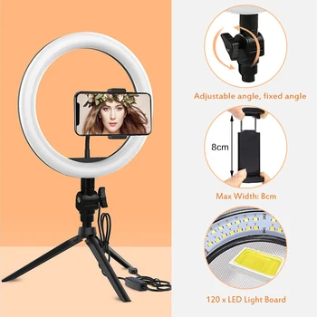 

26cm Maquiagem Profissional Completa Selfie LED Dimmable Ring Light Ring Light Cell Phone Holder Desktop Lamp For Live Makeup