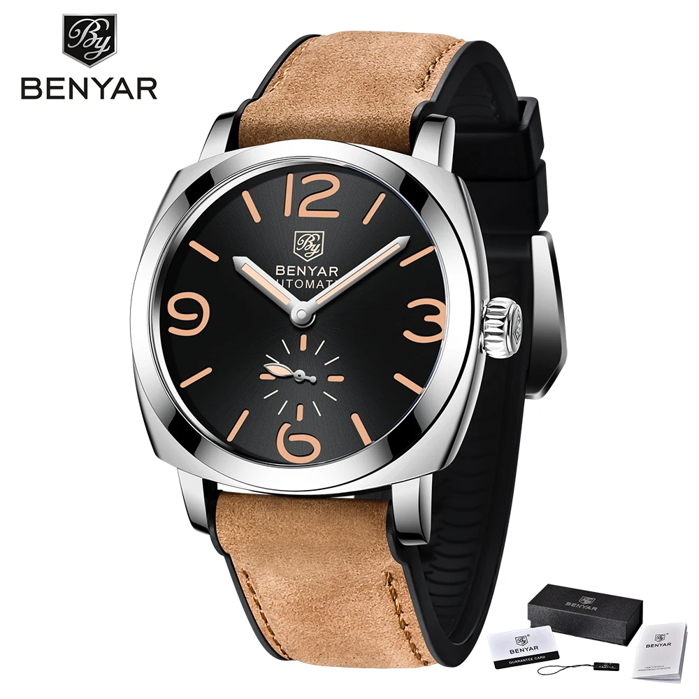 New BENYAR Top Brand Luxury Men's Automatic Mechanical Watches Mens Watches waterproof Men WristWatch Military Reloj Hombre 2021 