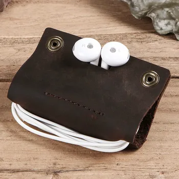 

Earphone cable holder winder leather creative shape data cable protective cover universal cable collector