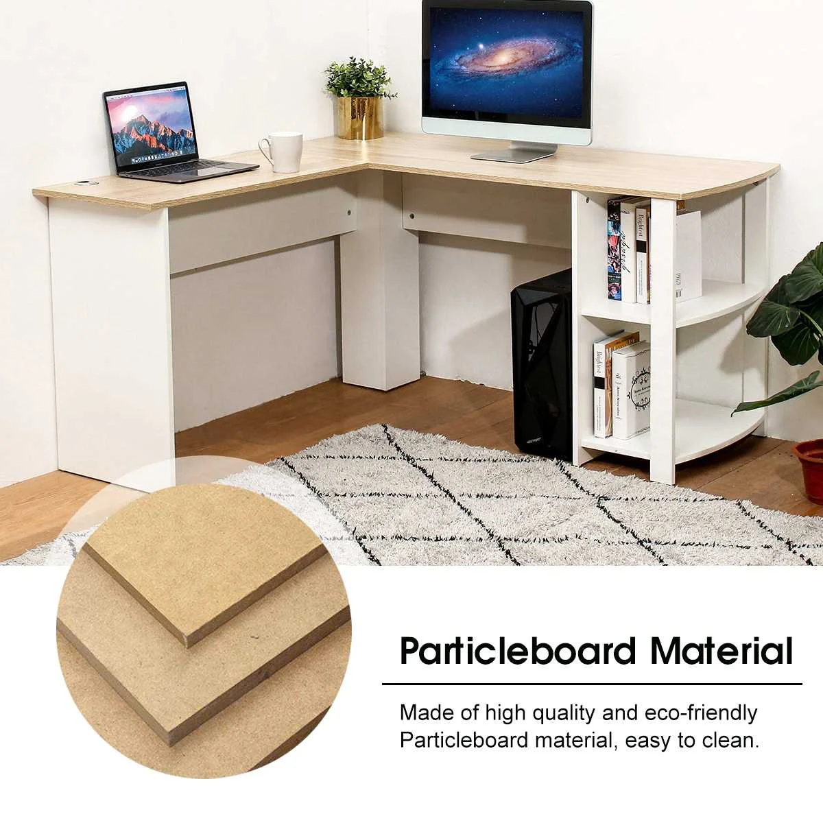 L-Shaped Corner Computer Office Desk With Book Shelves Home Desk Commercial Furniture table laptop table computer desk L-Shaped Corner Computer Office Desk With Book Shelves Home Desk Commercial Furniture table laptop table computer desk