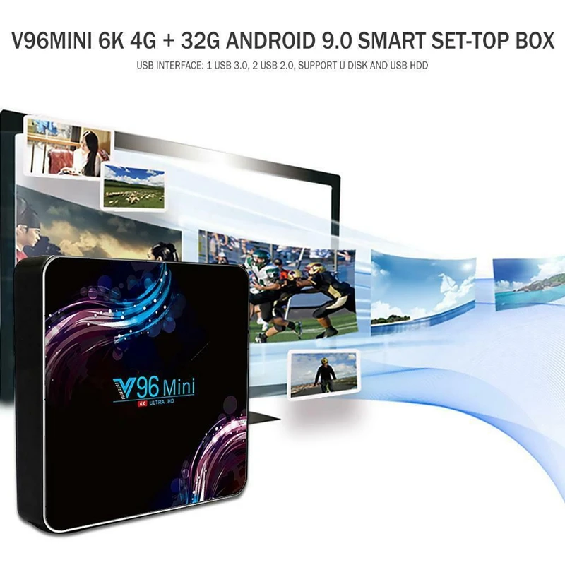 V96 Мини Android 9,0 ТВ коробка 6K H.265 2,4G/5G Wifi Bluetooth телеприставка для Youtube Google Assistant 3D видео