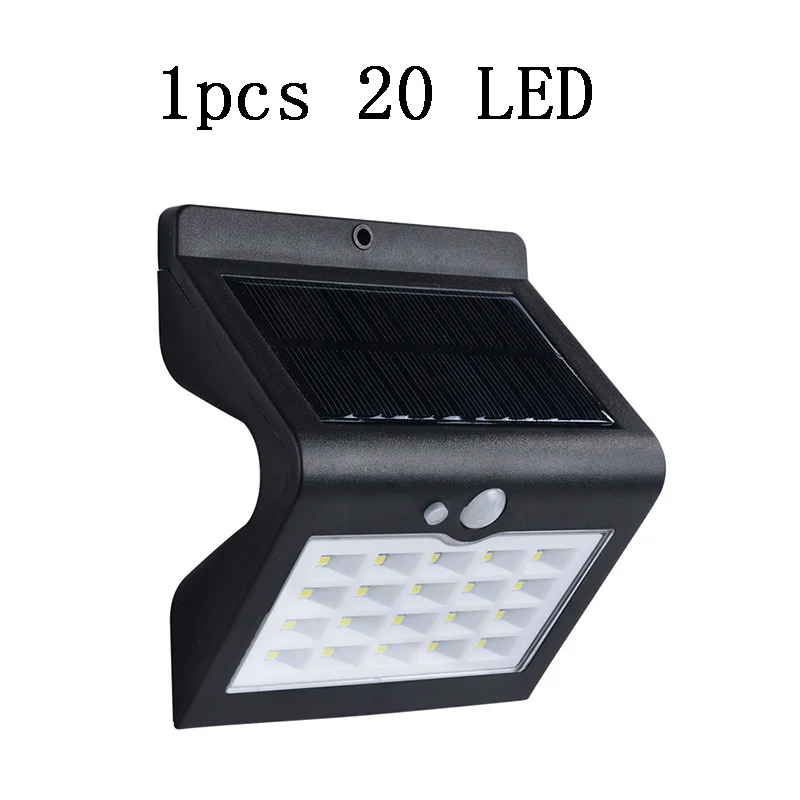 20/30 LED Solar Light 3 Modes Outdoor Waterproof 4pcs Solar Power Wall Lamp PIR Motion Sensor Energy Saving Garden Yard Lamps - Испускаемый цвет: 1pcs 20 LED