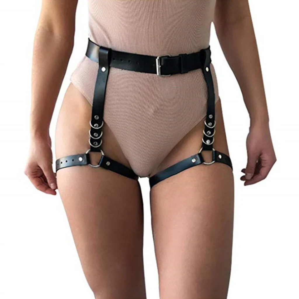 PU Leather Body Harness Waist Belt Leg Garter Punk Gothic Suspenders Band Strap punk style adjustable waist Night Club leg rings