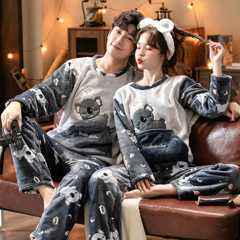 Tanie Jesienne komplety piżam zimowych piżamy damskie Cartoon śliczne odzież domowa mężczyźni Pijama sklep