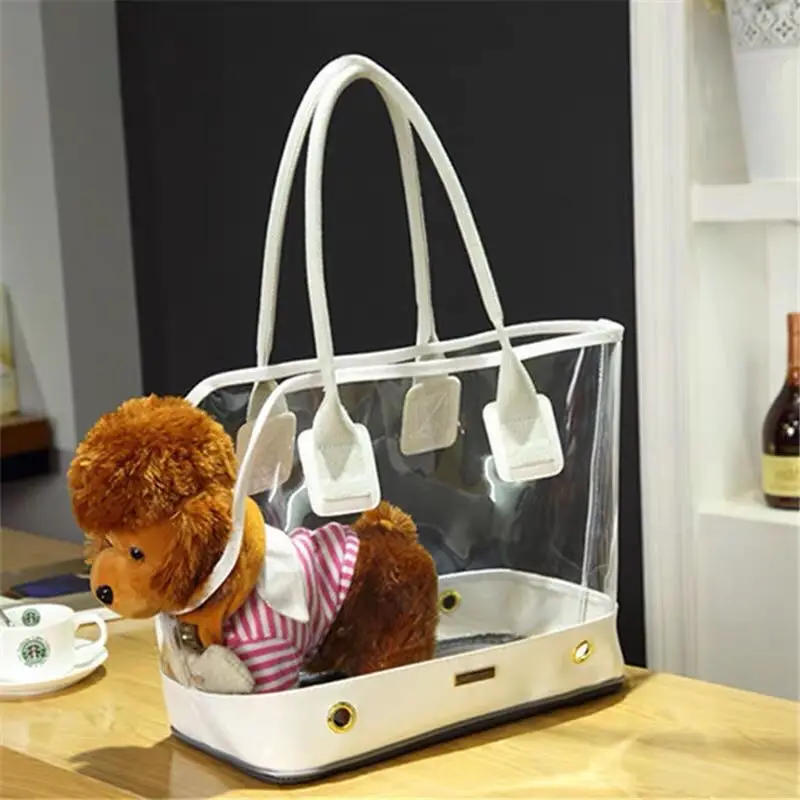 

Transparent and comfortable pvc pet bag outdoor portable cat and dog pet breathable shoulder bag messenger foldable travel bag