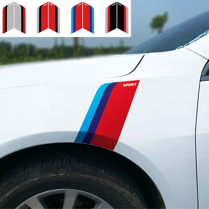 

28CM*15CM 2PCS Car Sticker Sports Lines Stripes Flective Creative Decals For Wings Auto Tuning Styling D18