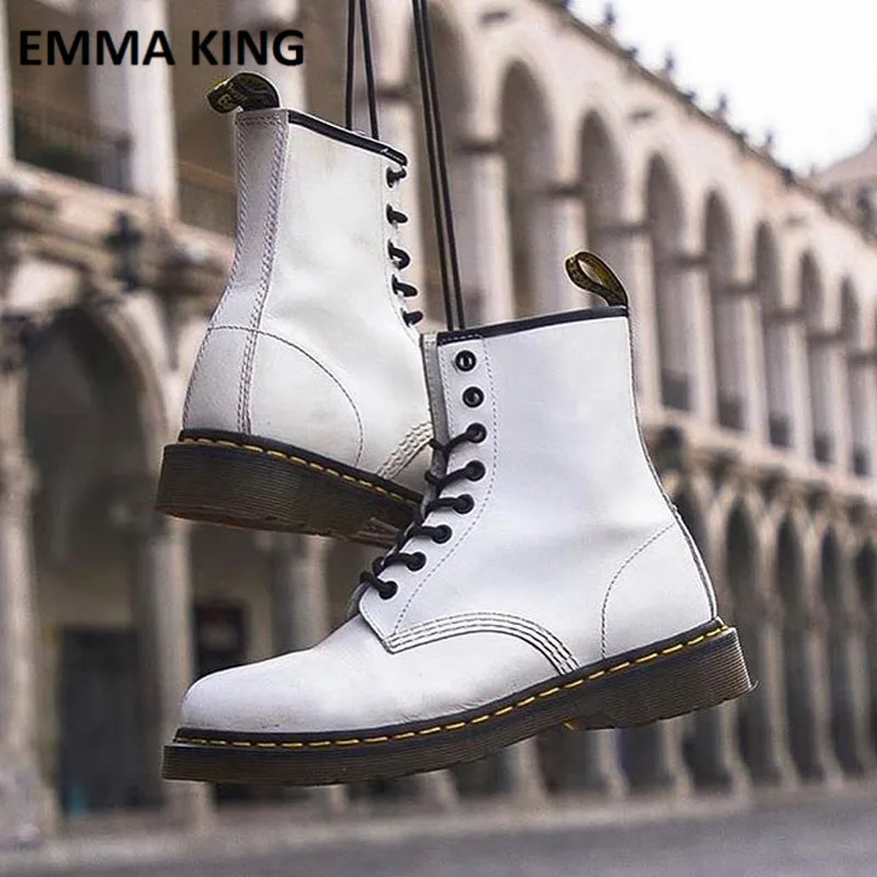 

Doc Martin British Ankle Boots Genuine Leather Unisex With Fur Women Martin Boots Warm Ladies Motorcycle Boots for Winter Autumn