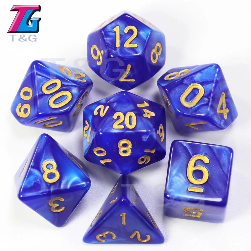 Золото чернил игральные кости DnD эффект мраморной поверхности D4 D6 D8 D10 % D12 D20 7