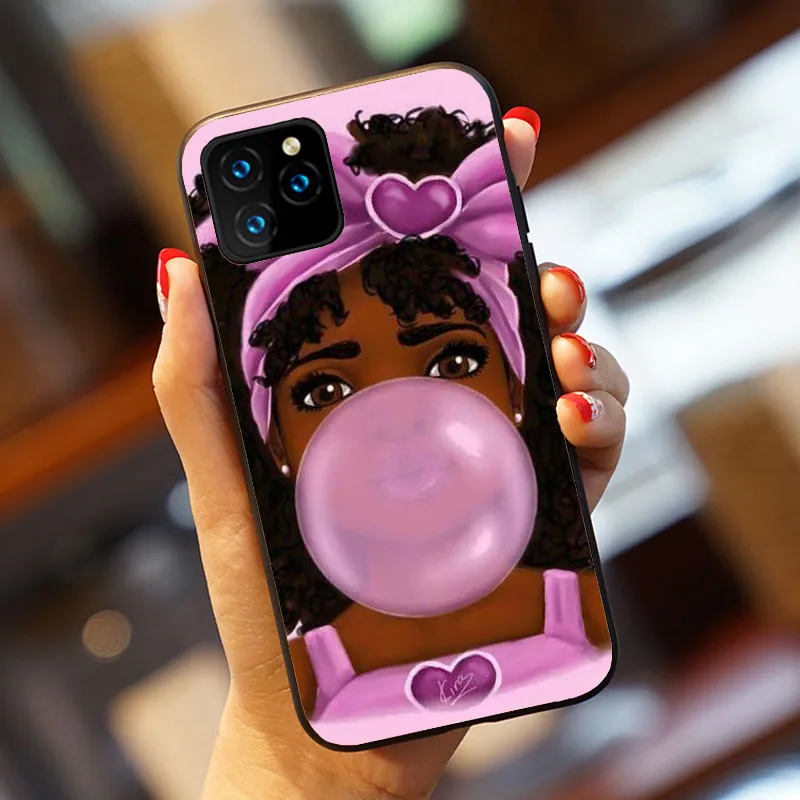 Черный женский художественный Мягкий ТПУ чехол для телефона для iPhone 7 7Plus 6S 8 Plus 11 11PRO XS MAX XR черный чехол - Цвет: TPU