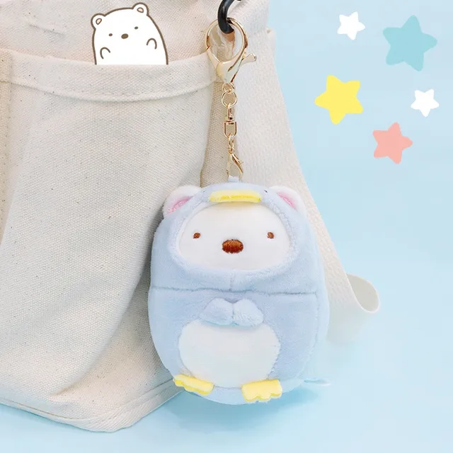 Kawaii Sumikkogurashi Anime Series Fried Shrimp White Bear Pork Chop Yellow Cat Doll Plush Keychain Halloween Boy Girl Gift 3