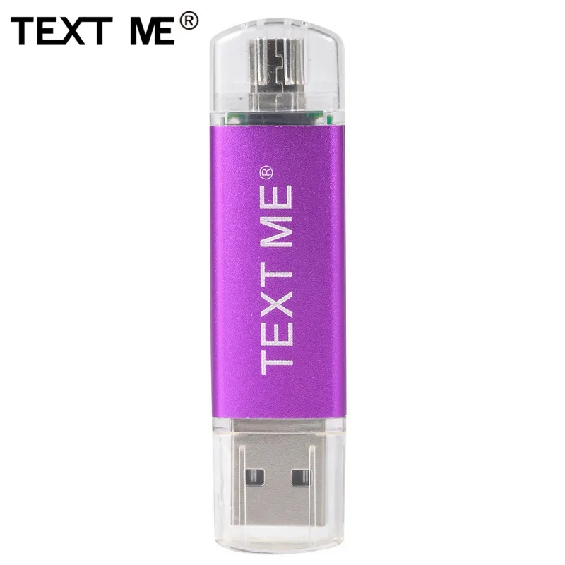 Флеш-накопитель TEXT ME OTG USB Flash Drive cle usb 2,0 stick 64G otg флеш-накопитель 4G 8G 16G 32G устройства для хранения - Цвет: Фиолетовый