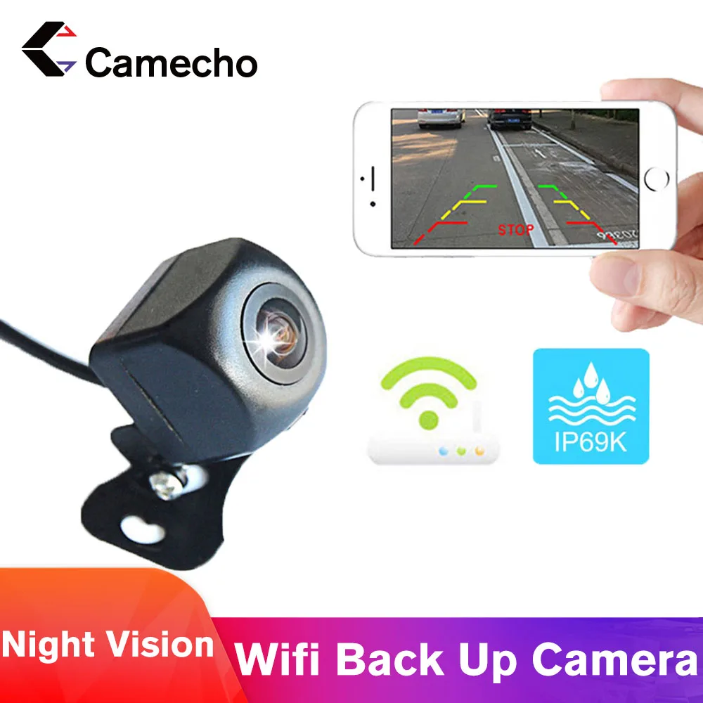 Camecho Автомобильная камера заднего вида WiFi беспроводная HD 150 градусов ночного