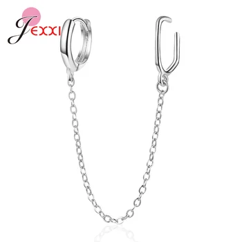 

Hot Sale 2 Colors Hoop Earrings Jewelry For Women Authentic 925 Sterling Silver Double Ear Hole Earrings Fine Jewelry Accessory
