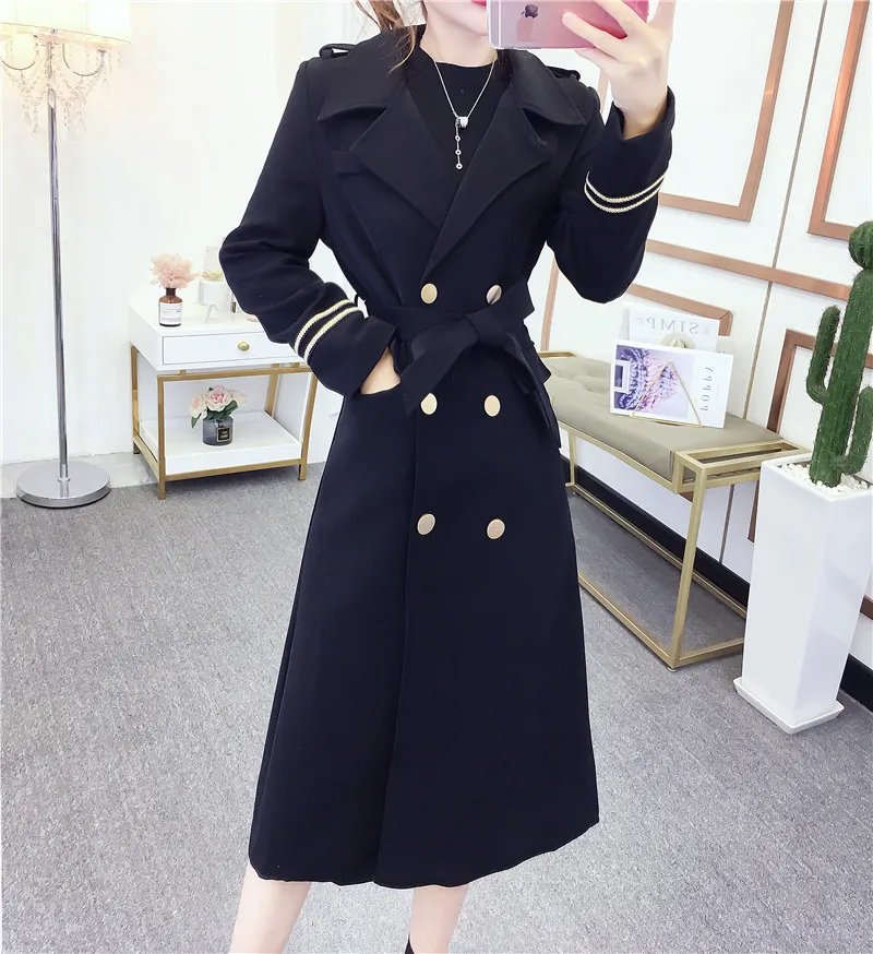 

Photo Shoot 2019 New Style Versitile Fashion Korean-style Elegant Double Breasted King-size Coat Overcoat