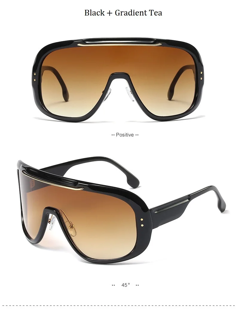 Новые модные негабаритные солнцезащитные очки с козырьком, женские ретро ветрозащитные очки, мужские очки с плоским верхом, солнцезащитные очки с градиентом UV400