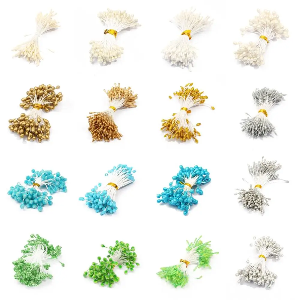 Double Heads DIY Artificial Mini Pearl Flower Stamen Pistil Floral Fruit Cherry