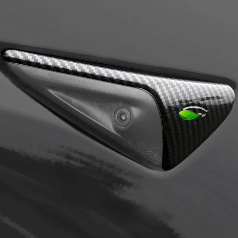 

Foal Burning For Tesla Model X S Model 3 2013-2019 Carbon Fiber Side Camera Fender Marker Cover Side Grille Trim Badge Sticker