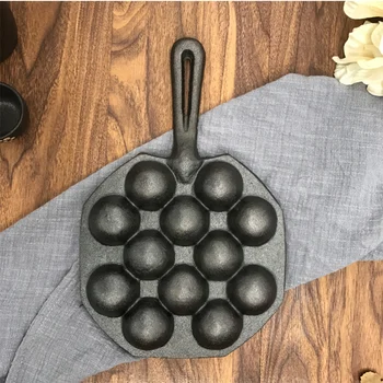 

Takoyaki Pan 12 Molds Cast Iron Takoyaki Maker Skillet Japanese Octopus Meat Ball Mold No-stick Baking Tray for Octopus Balls Ae