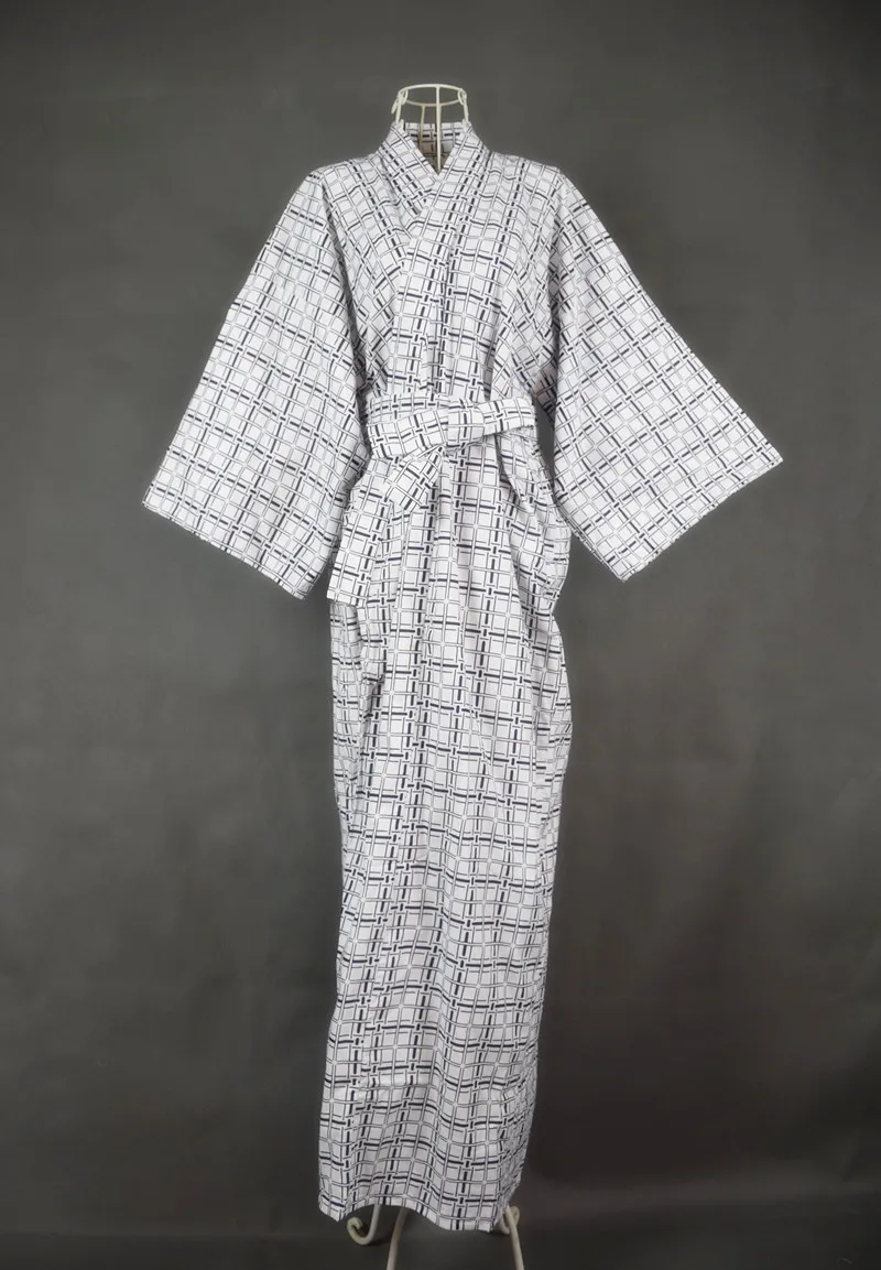 Крутое традиционное японское мужское кимоно, мужской Халат Yukata, хлопок, мужской банный халат, кимоно, одежда для сна с поясом 62502 - Цвет: 2