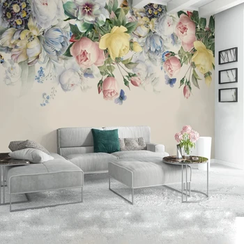 

TV Background Decor MuralsCustom Modern 3D Stereoscopic Wallpaper Floral European Style Embossed Rose Living Room Bedroom
