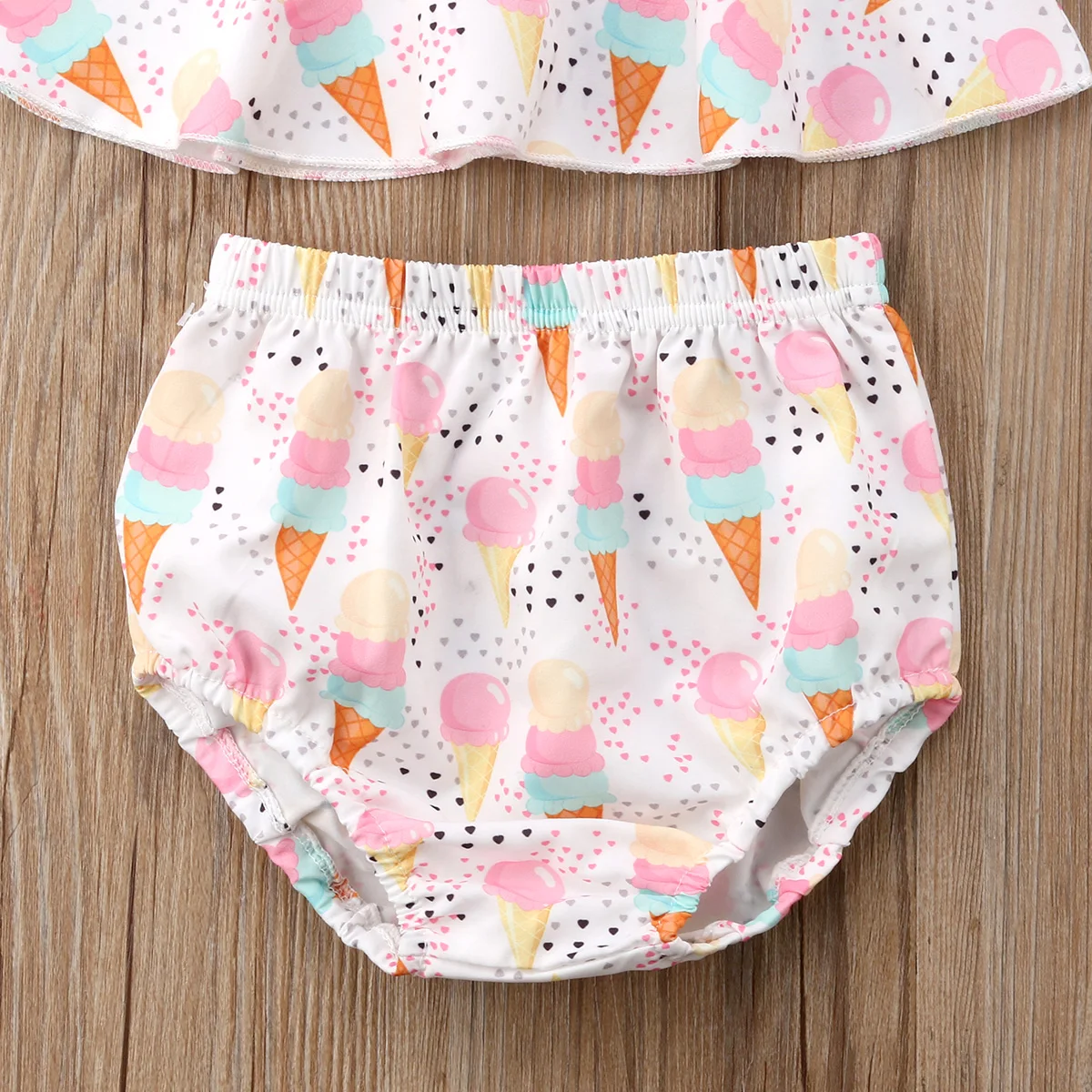 Girl Clothes Toddler Infant Newborn Baby Girls Ice Cream Vest Tops Shorts Briefs Headband 3pcs Outfit Clothes Summer Sunsuit