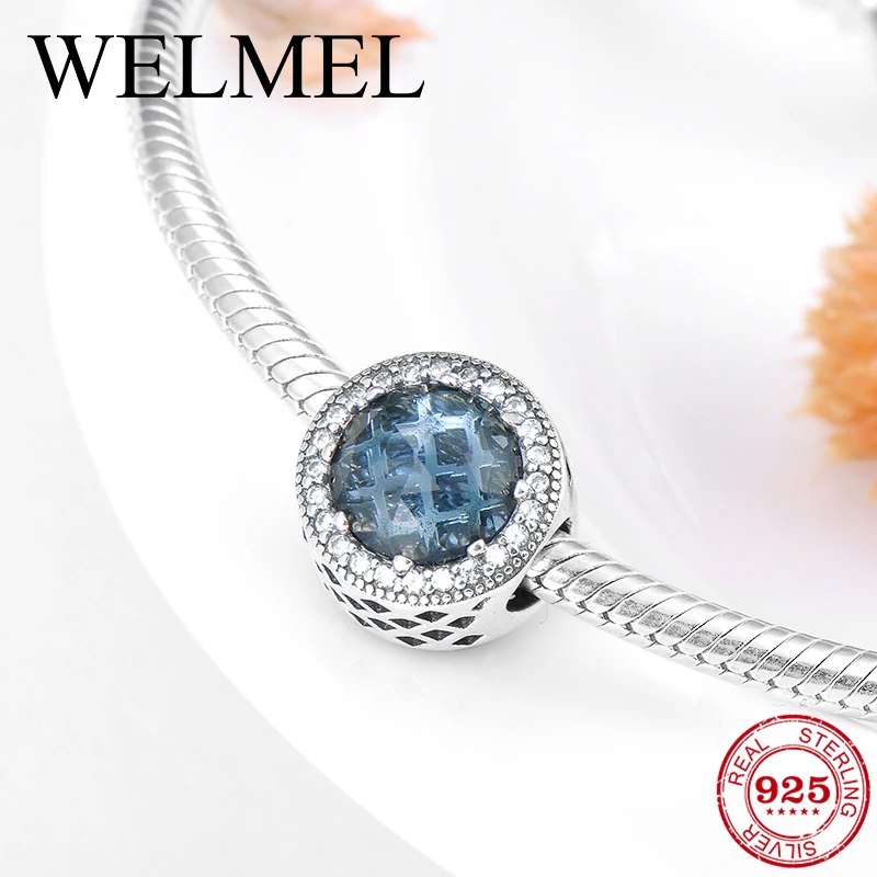 

New Fashion sparkling 9 Colors Crystal CZ charms beads 925 Sterling Silver Fit Original Pandora Charm Bracelets Jewelry making