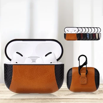 

Bag For AirPods Pro Case Bluetooth Wireless Earphone Retro Litchi + Snake Combo PU Leather Cover For Airpods 2 Case Charging Box