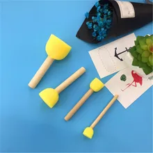 Набор из 4 детских губчатых кистей с деревянной ручкой, детская художественная живопись в стиле граффити, 4 размера, губка для рисования, штампы, Игрушки для раннего возраста