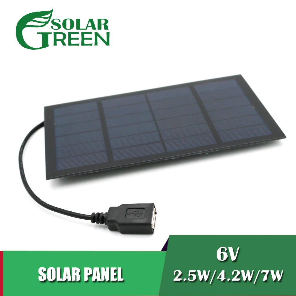 6V 2.5W 4.2W 7W Output USB Solar Cell 6 V Charge Regulators Panel Outdoor Battery Charger Female Port | Обустройство дома