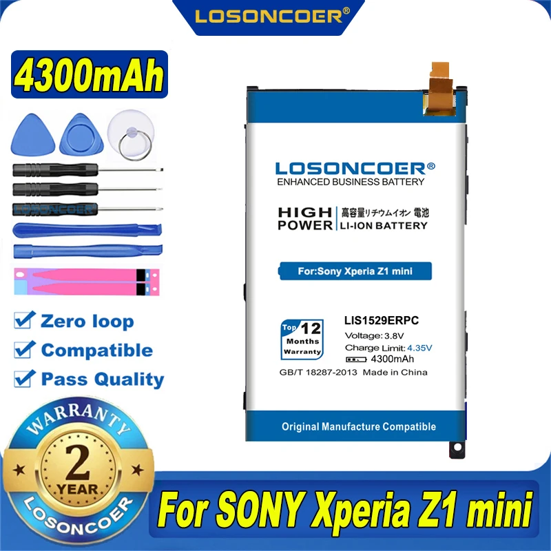 100% Original LOSONCOER 4300mAh LIS1529ERPC Mobile Phone Battery for Sony Xperia Z1 mini Z1mini D5503 Compact M51w | Мобильные