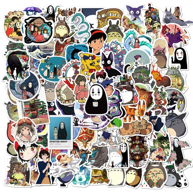 10/50/100Pcs Japanese Anime Stickers Ghibli Hayao Miyazaki Totoro Spirited Away Princess Mononoke KiKi Stationery Sticker 1
