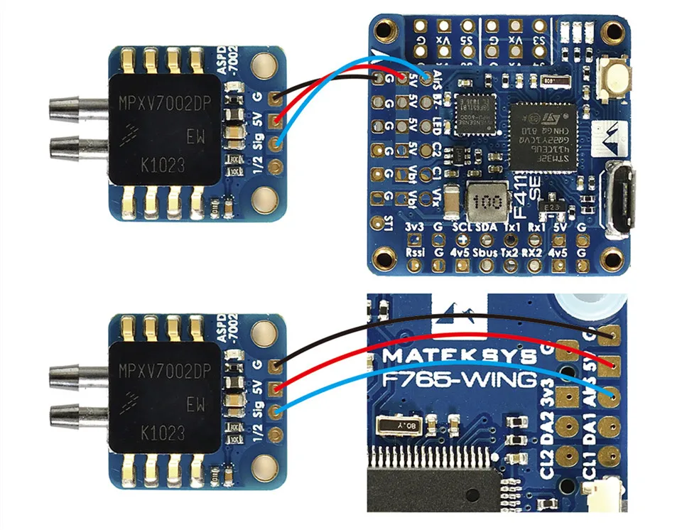 Matek Mateksys аналоговый датчик воздушной скорости ASPD-7002 поддержка F405 F722 F411 F765 крыло CTR STD WSE Контроллер полета для Радиоуправляемый fpv-дрон