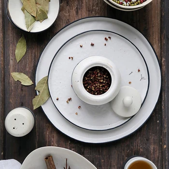 

Japanese-style Art Ceramic Frosted Western Steak Salad Plate Flat Plate Hotel Restaurant Tableware Simple Home Fruit Sushi Plate