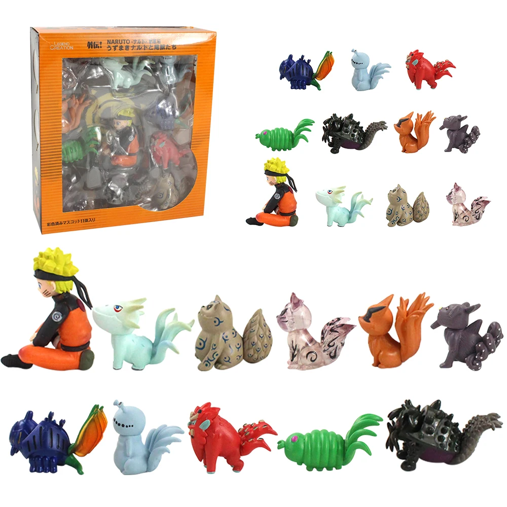 11pcs/set 4-8cm Cartoon Q Version Figure Toys Chomei Shukaku Isobu Gyuki Saiken Kurama Kokuo Shinju PVC Model Dolls | Игрушки и хобби