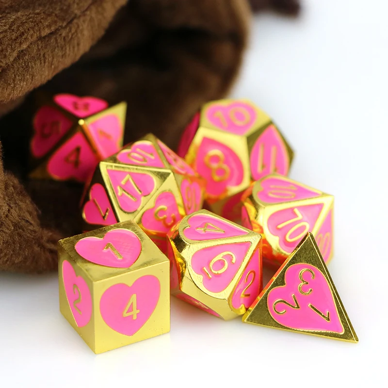 Игральные кости Dnd розовые металлические многогранные набор D20 D12 D10 D8 D6 D4 d & dados rpg 7