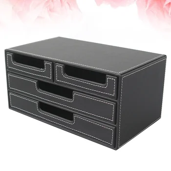 

1PC Multifunctional Creative PU File Storage Box Multi Grids Storage Container Sundries Organizer for Home Office (Black)