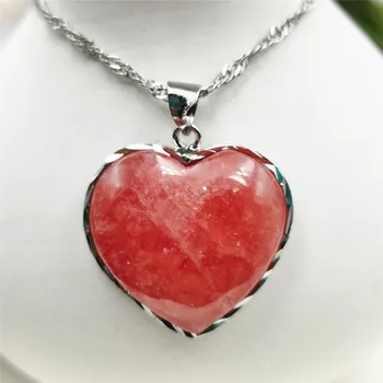 

22x20mm Genuine Natural Red Ice Rhodochrosite Gemstone Heart Love Pendant Gemstone Women Necklace Jewelry Fashion Stone AAAAA