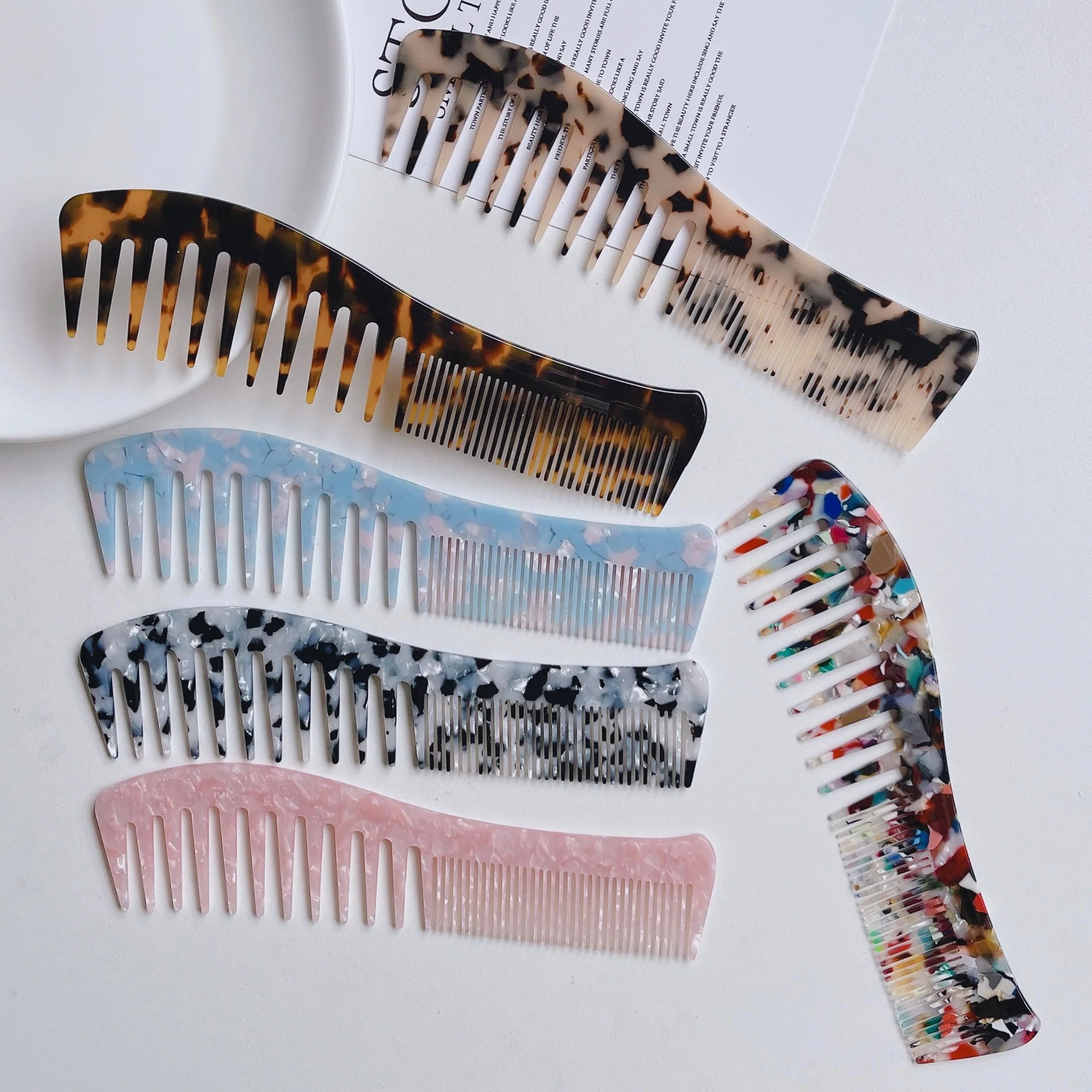

Anti-static Close tooth Acetate Comb Household Hairdressing Thick Dual-purpose Comb Tortoiseshell Hair Comb