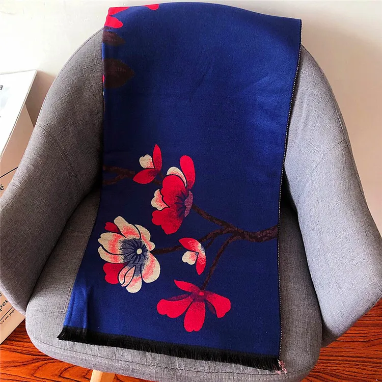 2019 зимний кашемировый шарф для женщин, теплые шарфы из пашмины, Модный Цветочный платок с принтом, шали и шарфы для женщин