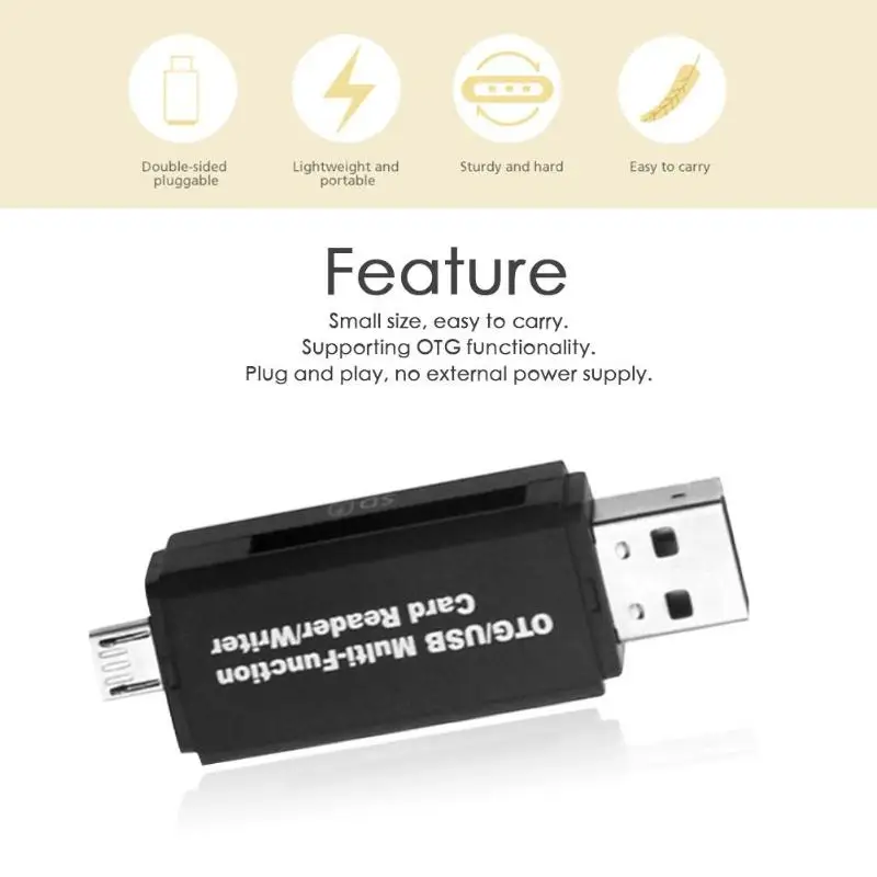 2 в 1 USB OTG кардридер USB2.0 карта памяти телефон удлинитель-переходник для ПК небольшой размер легкий вес легко носить с собой